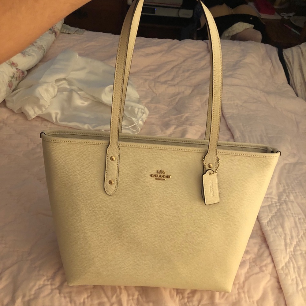 Cream Coach Bag